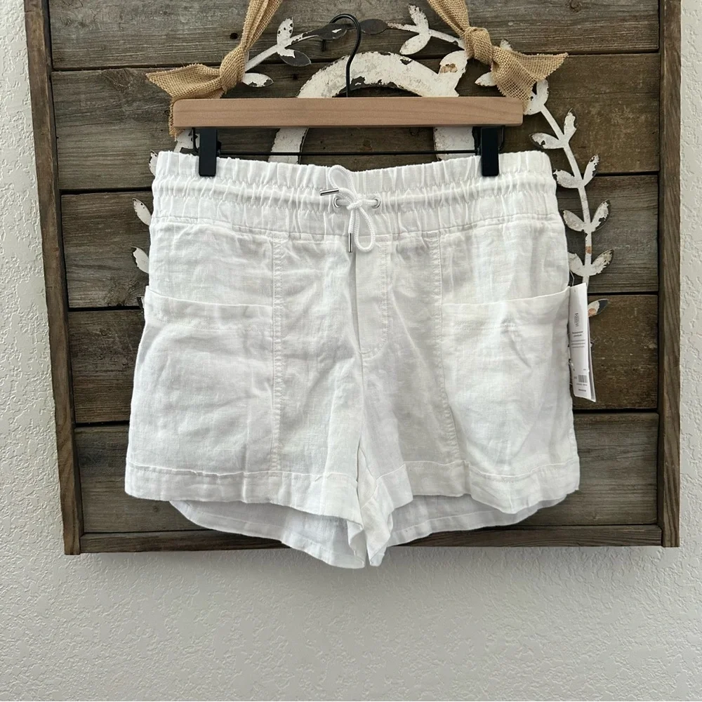 Athleta Cabo Women's‎ White Linen 4” Shorts Ladies 10 NWT